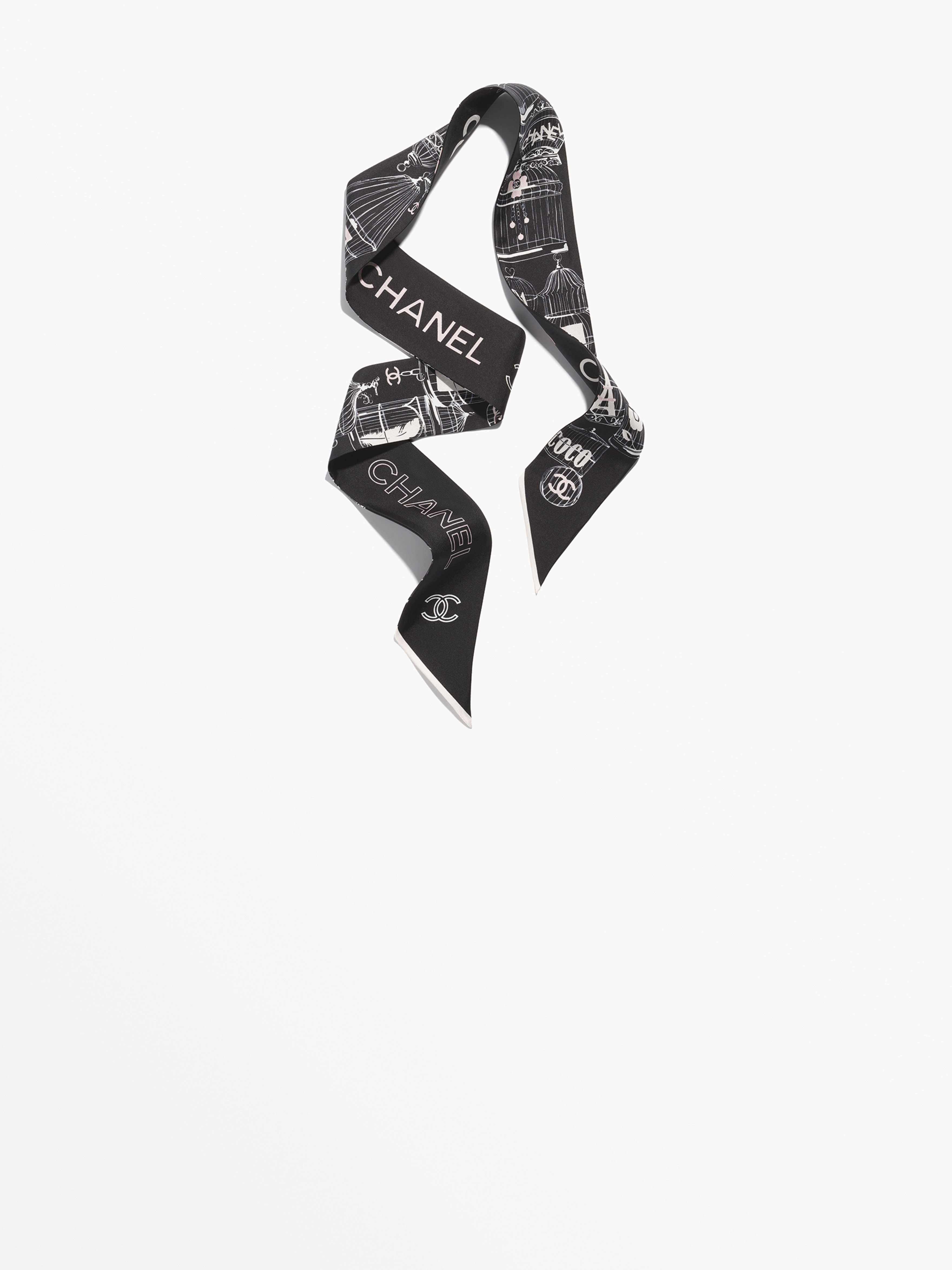 Slim bandeau - Noir, rose & rose clair - Twill de soie - vue artistique large 1